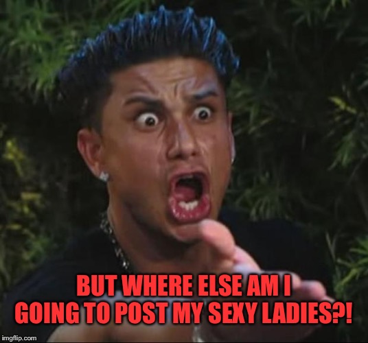 DJ Pauly D Meme | BUT WHERE ELSE AM I GOING TO POST MY SEXY LADIES?! | image tagged in memes,dj pauly d | made w/ Imgflip meme maker
