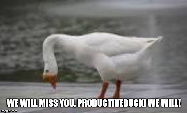 WE WILL MISS YOU, PRODUCTIVEDUCK! WE WILL! | made w/ Imgflip meme maker