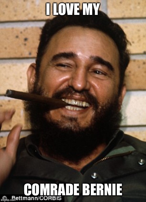 Fidel Castro | I LOVE MY COMRADE BERNIE | image tagged in fidel castro | made w/ Imgflip meme maker