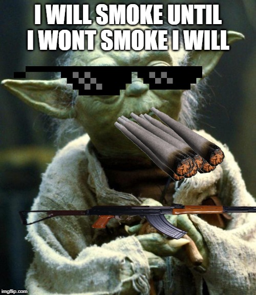 Star Wars Yoda Meme | I WILL SMOKE UNTIL I WONT SMOKE I WILL | image tagged in memes,star wars yoda | made w/ Imgflip meme maker