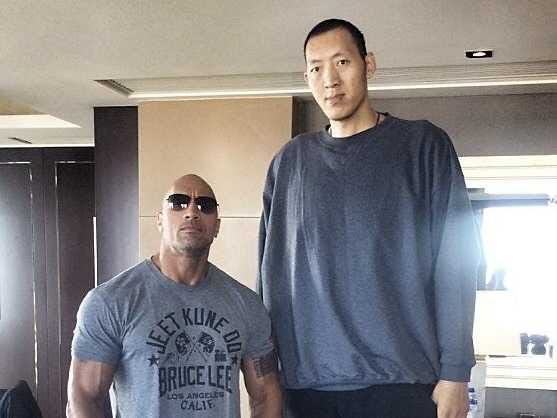 Dwayne the Rock and Sun the tall guy Blank Meme Template