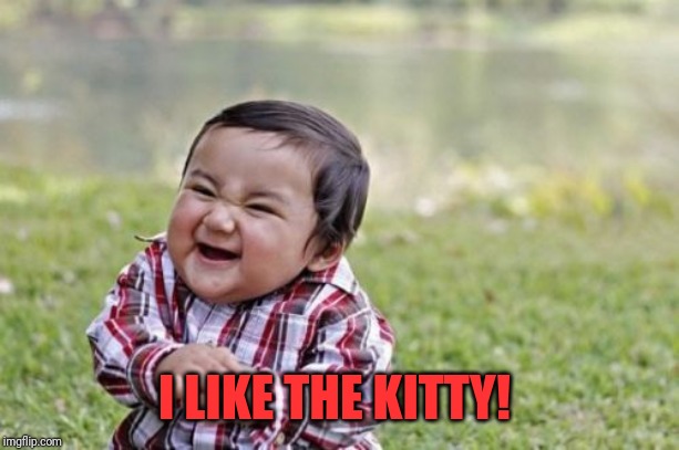 Evil Toddler Meme | I LIKE THE KITTY! | image tagged in memes,evil toddler | made w/ Imgflip meme maker