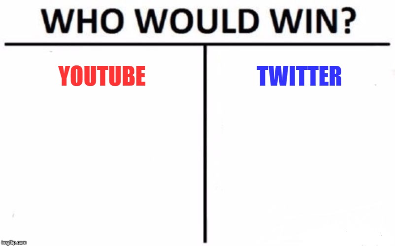Who Would Win? | YOUTUBE; TWITTER | image tagged in memes,who would win | made w/ Imgflip meme maker