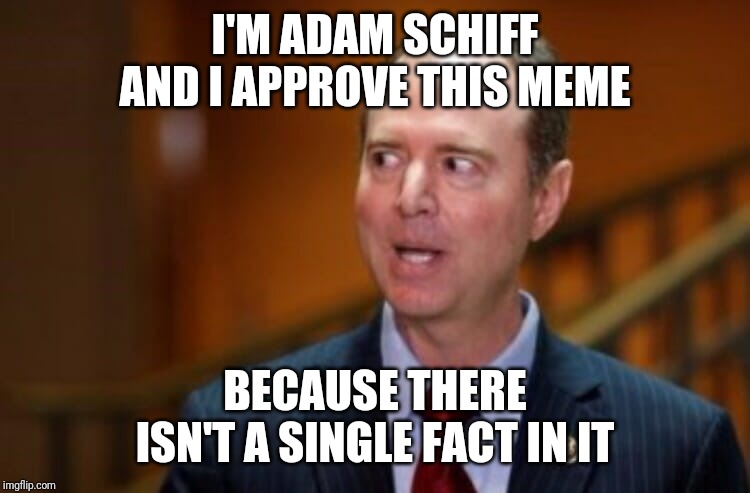 Adam Schiff | I'M ADAM SCHIFF AND I APPROVE THIS MEME BECAUSE THERE ISN'T A SINGLE FACT IN IT | image tagged in adam schiff | made w/ Imgflip meme maker