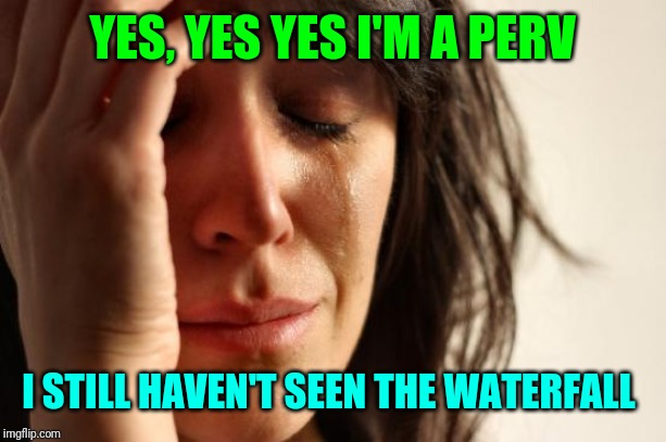 First World Problems Meme | YES, YES YES I'M A PERV I STILL HAVEN'T SEEN THE WATERFALL | image tagged in memes,first world problems | made w/ Imgflip meme maker