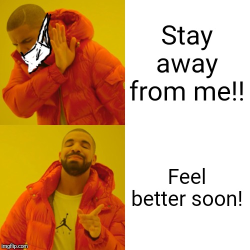 Drake Hotline Bling Meme | Stay away from me!! Feel better soon! | image tagged in memes,drake hotline bling | made w/ Imgflip meme maker