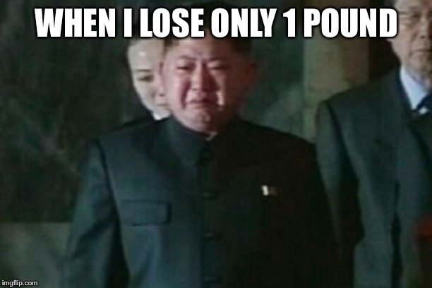 Kim Jong Un Sad | WHEN I LOSE ONLY 1 POUND | image tagged in memes,kim jong un sad | made w/ Imgflip meme maker