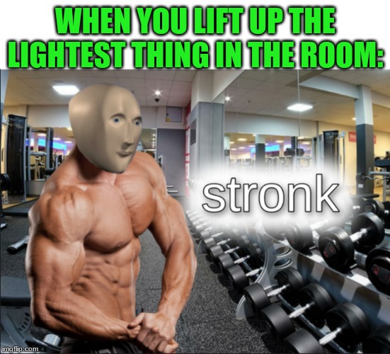 stronks | WHEN YOU LIFT UP THE LIGHTEST THING IN THE ROOM: | image tagged in stronks | made w/ Imgflip meme maker