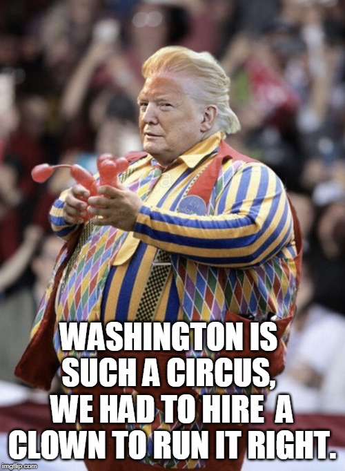 ? Carnival Barking Clown | WASHINGTON IS SUCH A CIRCUS, WE HAD TO HIRE  A CLOWN TO RUN IT RIGHT. | image tagged in carnival barking clown | made w/ Imgflip meme maker