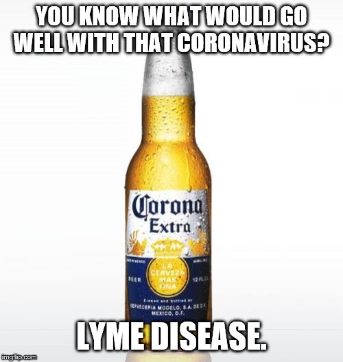 Corona | YOU KNOW WHAT WOULD GO WELL WITH THAT CORONAVIRUS? LYME DISEASE. | image tagged in memes,corona | made w/ Imgflip meme maker
