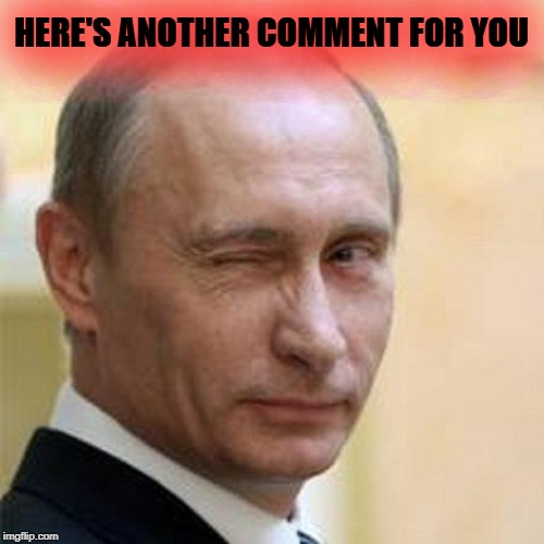 Putin Wink | HERE'S ANOTHER COMMENT FOR YOU | image tagged in putin wink | made w/ Imgflip meme maker