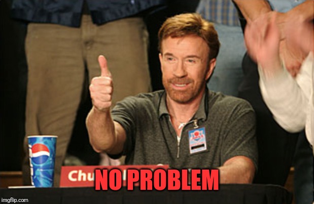 Chuck Norris Approves Meme | NO PROBLEM | image tagged in memes,chuck norris approves,chuck norris | made w/ Imgflip meme maker