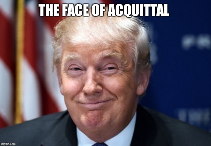 Donald Trump Smiles | THE FACE OF ACQUITTAL | image tagged in donald trump smiles | made w/ Imgflip meme maker