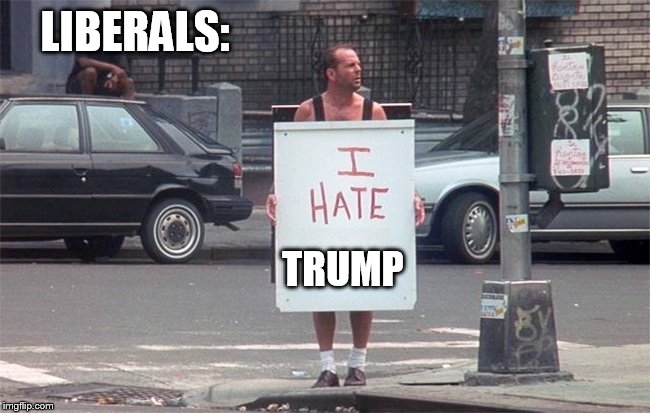making sure every one knows they are full of hate | LIBERALS:; TRUMP | image tagged in president trump,liberals,liberal logic,party of hate | made w/ Imgflip meme maker