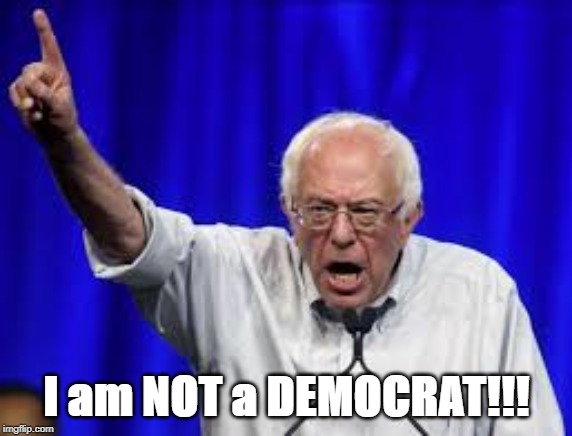 I am NOT a DEMOCRAT!!! | image tagged in memes,bernie sanders,yelling,political meme,politics | made w/ Imgflip meme maker