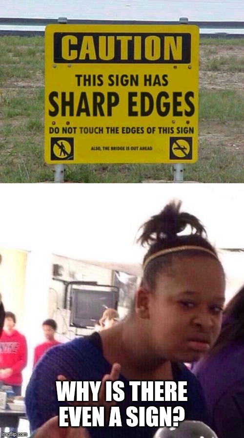 WHY IS THERE EVEN A SIGN? | image tagged in memes,black girl wat | made w/ Imgflip meme maker