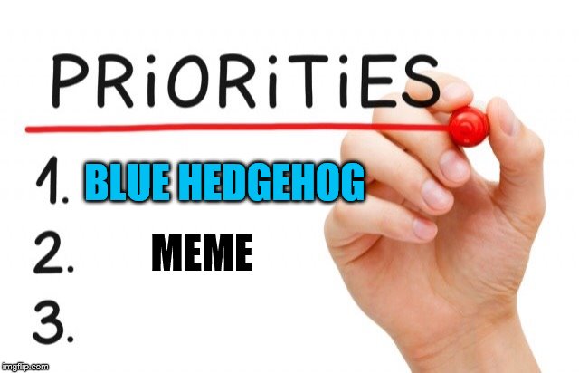 Priority list | BLUE HEDGEHOG MEME | image tagged in priority list | made w/ Imgflip meme maker