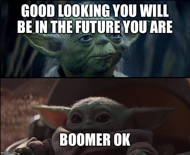 ok boomer | GOOD LOOKING YOU WILL BE IN THE FUTURE YOU ARE; BOOMER OK | image tagged in ok boomer | made w/ Imgflip meme maker