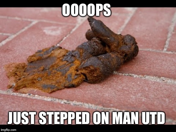 Man Utd | OOOOPS; JUST STEPPED ON MAN UTD | image tagged in dog shit,manchester united,liverpool,premier league,champions league | made w/ Imgflip meme maker