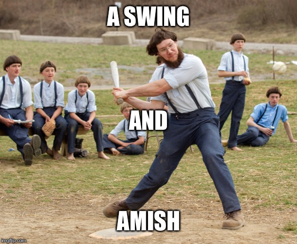 Sign Stealing Is Sinful | A SWING; AND; AMISH | image tagged in amish,baseball,swing and a miss | made w/ Imgflip meme maker