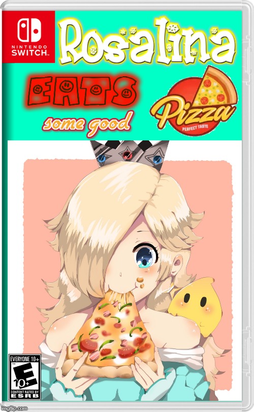 LUMA WANTS SOME | image tagged in pizza,rosalina,super mario,nintendo switch,fake switch games,Rozetta | made w/ Imgflip meme maker