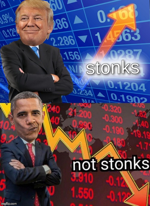 Trump Terms vs. Obama Terms in Stonks | image tagged in stonks not stonks,trump,obama,trump stonks,obama stonks,trump vs obama stonks | made w/ Imgflip meme maker