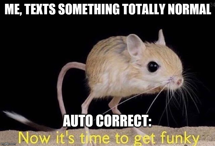 Now it’s time to get funky | ME, TEXTS SOMETHING TOTALLY NORMAL; AUTO CORRECT: | image tagged in now its time to get funky | made w/ Imgflip meme maker