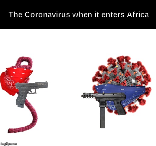 Gang War Time | The Coronavirus when it enters Africa | image tagged in gang,war,ebola,vs,coronavirus | made w/ Imgflip meme maker