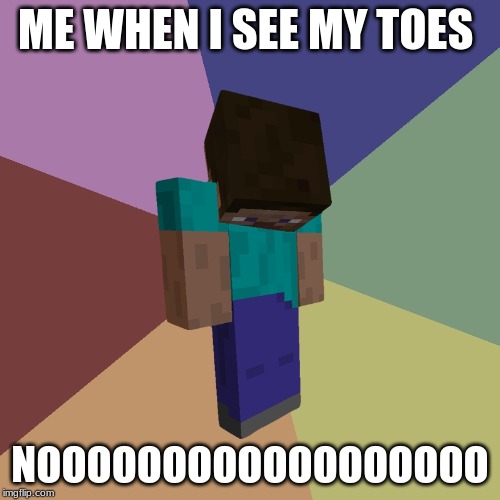 Minecraft Steve | ME WHEN I SEE MY TOES; NOOOOOOOOOOOOOOOOOO | image tagged in minecraft steve | made w/ Imgflip meme maker