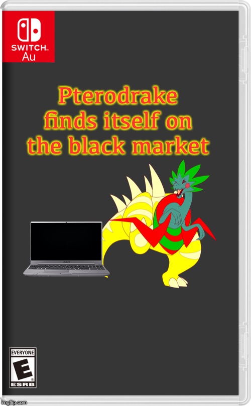 “But why..?”-pterodrake | Pterodrake finds itself on the black market | image tagged in switch au template | made w/ Imgflip meme maker
