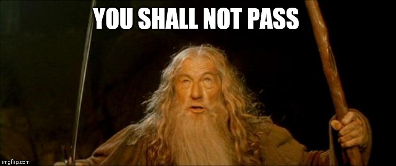 gandalf you shall not pass | YOU SHALL NOT PASS | image tagged in gandalf you shall not pass | made w/ Imgflip meme maker