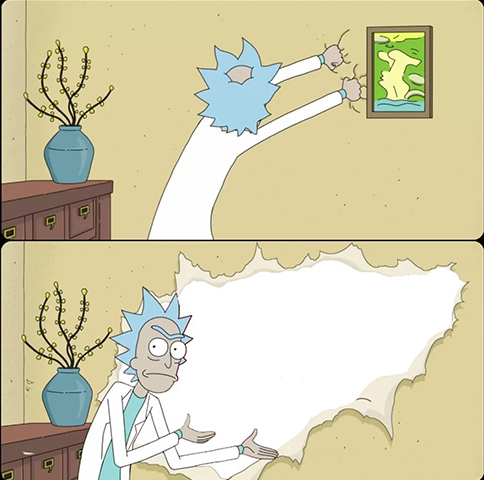 Rick ripping wall Blank Meme Template