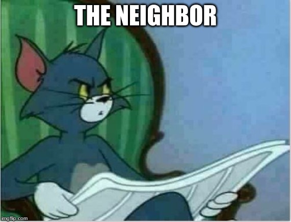 Interrupting Tom's Read | THE NEIGHBOR | image tagged in interrupting tom's read | made w/ Imgflip meme maker