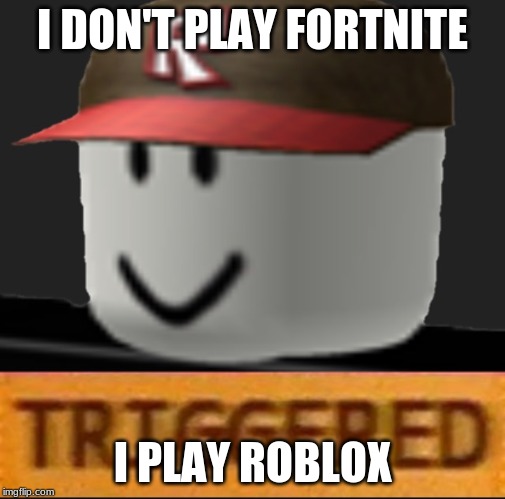 Roblox Triggered | I DON'T PLAY FORTNITE; I PLAY ROBLOX | image tagged in roblox triggered | made w/ Imgflip meme maker