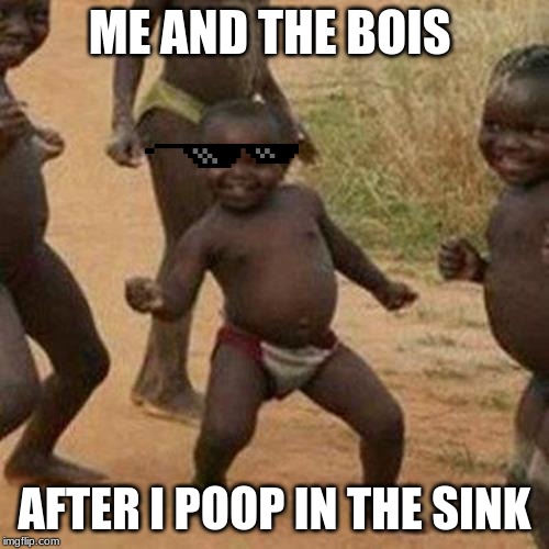 Third World Success Kid | ME AND THE BOIS; AFTER I POOP IN THE SINK | image tagged in memes,third world success kid | made w/ Imgflip meme maker