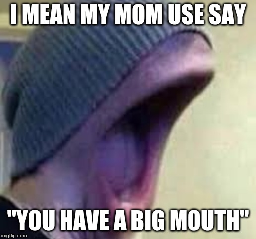eh? | I MEAN MY MOM USE SAY; "YOU HAVE A BIG MOUTH" | image tagged in cursed image,somewhat funny | made w/ Imgflip meme maker