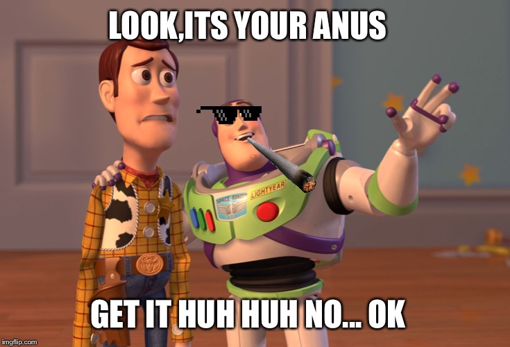 X, X Everywhere | LOOK,ITS YOUR ANUS; GET IT HUH HUH NO... OK | image tagged in memes,x x everywhere | made w/ Imgflip meme maker