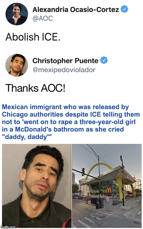 image tagged in aoc,ice,illegal immigrant | made w/ Imgflip meme maker
