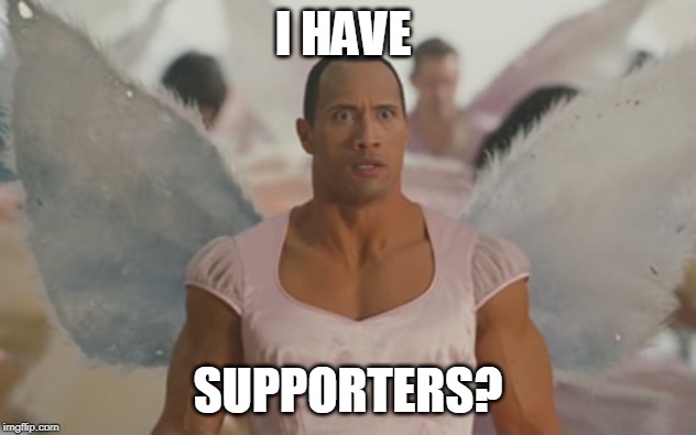 the rock tooth fairy  | I HAVE; SUPPORTERS? | image tagged in the rock tooth fairy | made w/ Imgflip meme maker