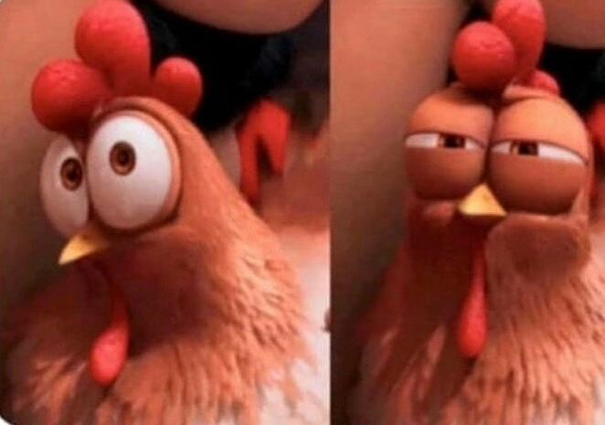 High Quality Squinting Chicken Blank Meme Template