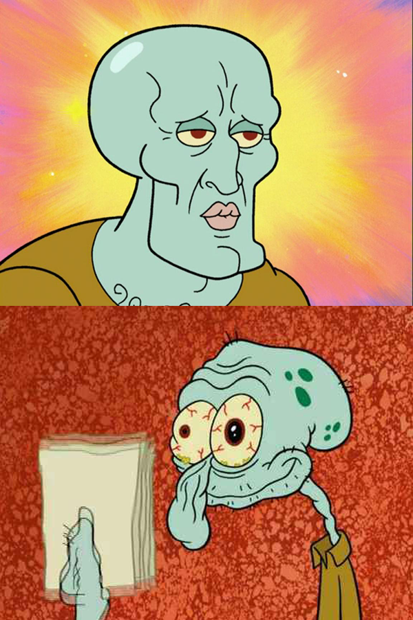 High Quality Squidward Handsome Stressed Blank Meme Template