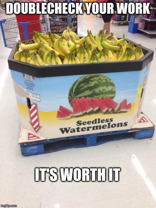 YOU HAD ONE JOB | DOUBLECHECK YOUR WORK IT'S WORTH IT | image tagged in you had one job | made w/ Imgflip meme maker