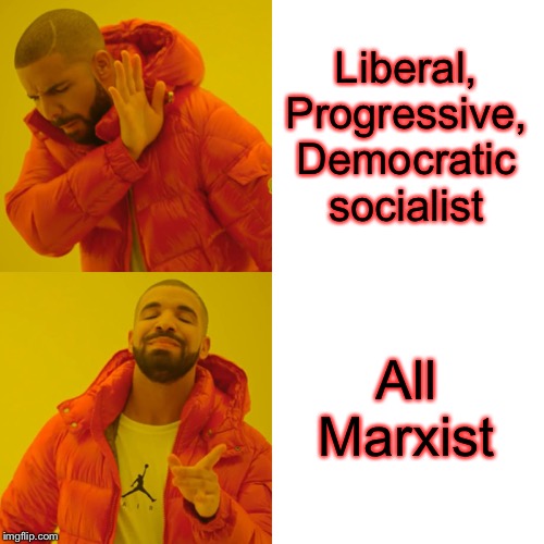 Drake Hotline Bling Meme | Liberal,
Progressive,
Democratic socialist All Marxist | image tagged in memes,drake hotline bling | made w/ Imgflip meme maker