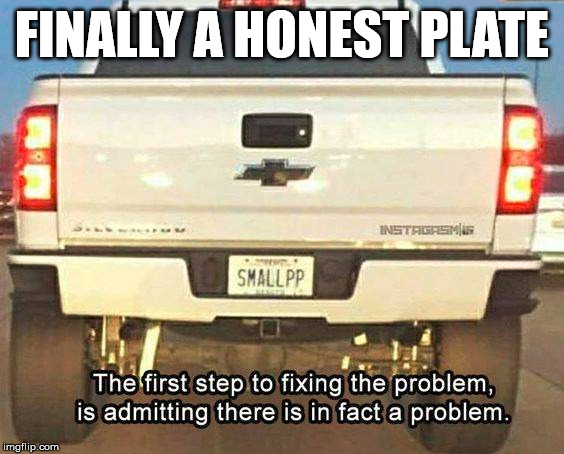 His nickname was "Tiny" | FINALLY A HONEST PLATE | image tagged in license plate,funny | made w/ Imgflip meme maker