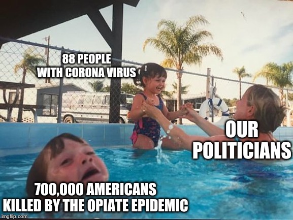 88 PEOPLE WITH CORONA VIRUS; OUR POLITICIANS; 700,000 AMERICANS KILLED BY THE OPIATE EPIDEMIC | image tagged in opiates,corona virus,political humor | made w/ Imgflip meme maker