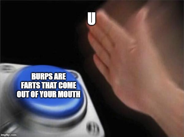 Blank Nut Button | U; BURPS ARE FARTS THAT COME OUT OF YOUR MOUTH | image tagged in memes,blank nut button | made w/ Imgflip meme maker