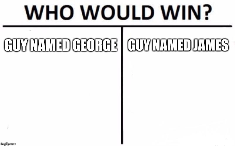 Who Would Win? |  GUY NAMED GEORGE; GUY NAMED JAMES | image tagged in memes,who would win | made w/ Imgflip meme maker