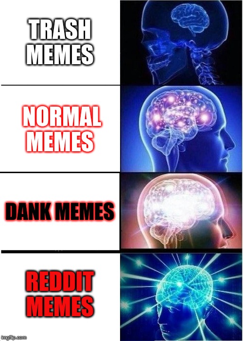 Expanding Brain Meme | TRASH MEMES; NORMAL MEMES; DANK MEMES; REDDIT MEMES | image tagged in memes,expanding brain | made w/ Imgflip meme maker