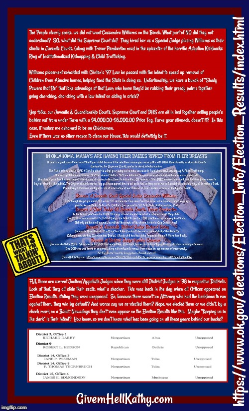 1998 Elections; Oklahoma Mama's are having their babies ripped from their Breasts
#5_Step_Justice_Slide
#Strive_4_Jive_2025 | image tagged in oklahoma,court,corruption,supreme court,judge,tyranny | made w/ Imgflip meme maker