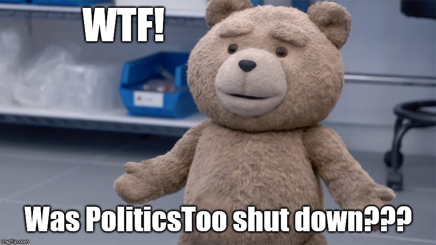 Lots of 'Left' Folks in Politics Today | WTF! Was PoliticsToo shut down??? | image tagged in ted question,imgflip,imgflip community | made w/ Imgflip meme maker